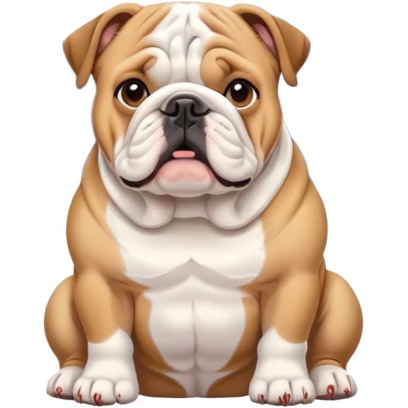 cute English bulldog waiting patiently with Mount Fuji in the background emoji