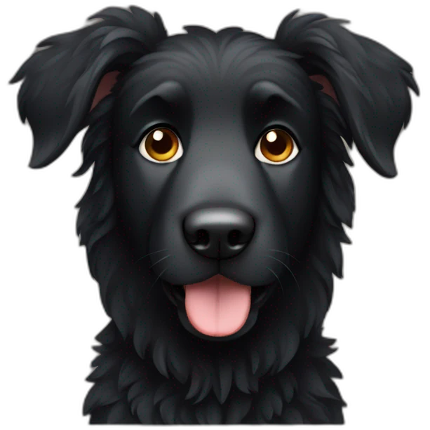 black sheepdog standing ears emoji