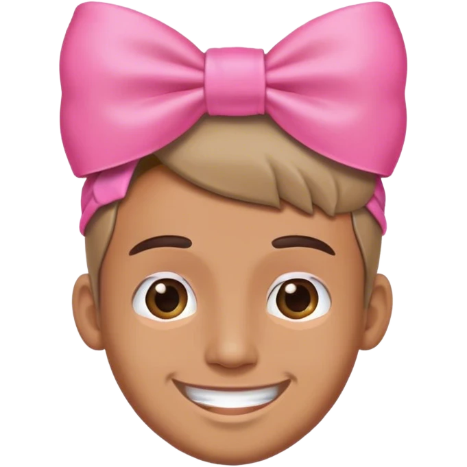 A guy with a pink bow on his head smiling emoji