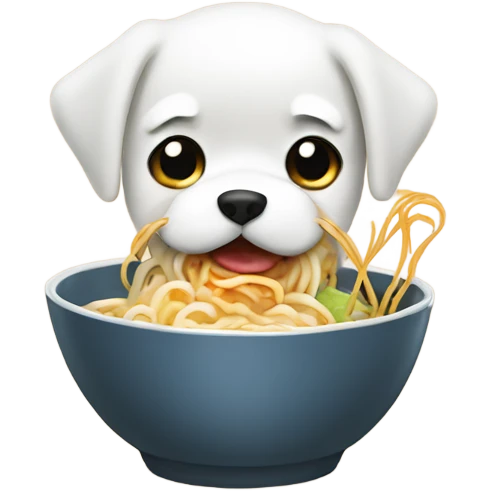 Dog eating ramen emoji