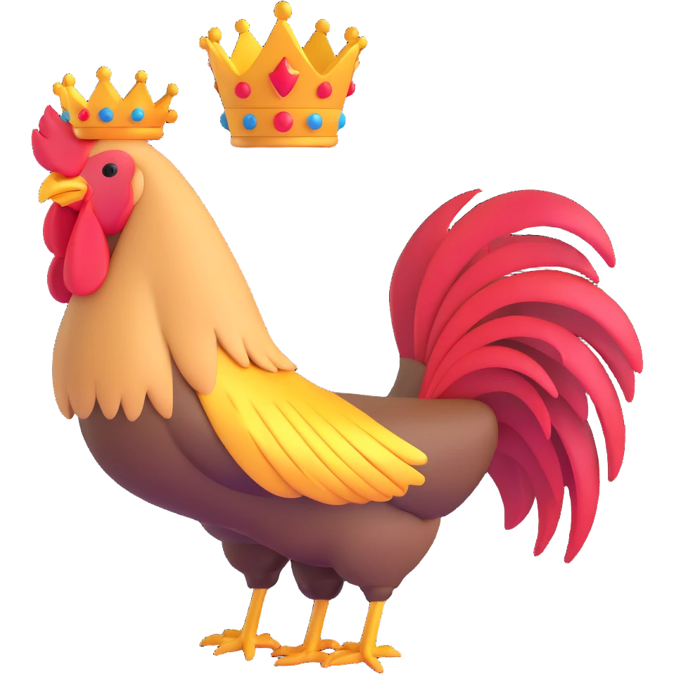 rooster with a golden crown emoji