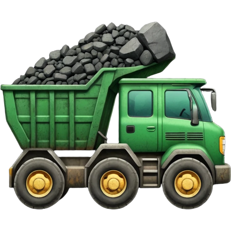 green truck with coal ore emoji