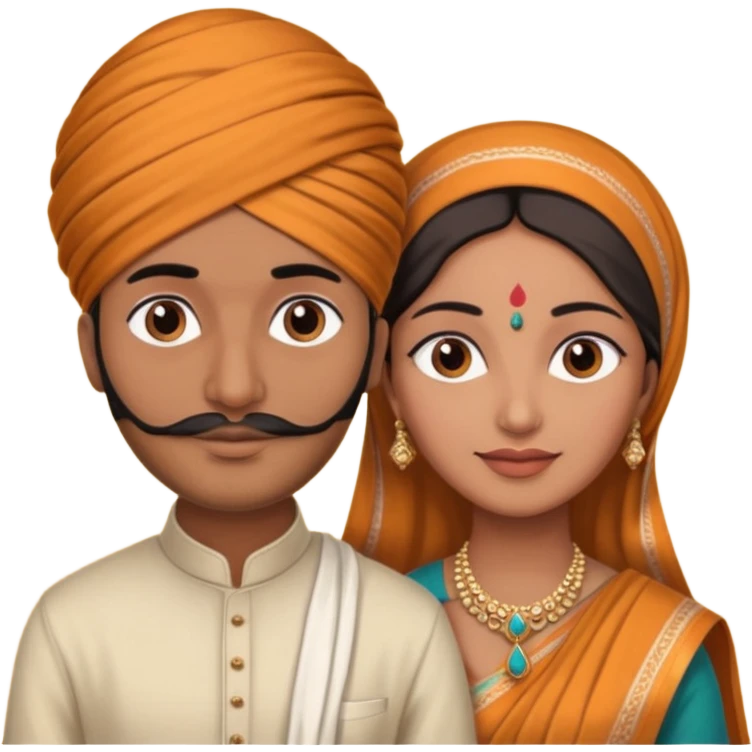 Brown colored Indian Husband with wheatish colored Indian wife emoji