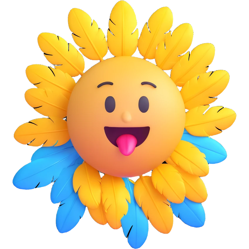 classic yellow round face emoji spitting feathers emoji