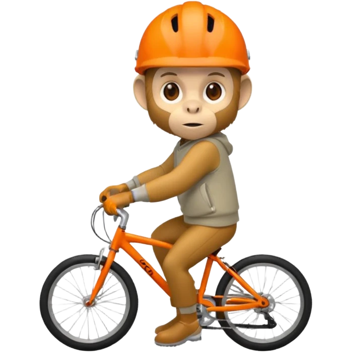monkey wearing orange bicycle helmet, sweatshirt emoji