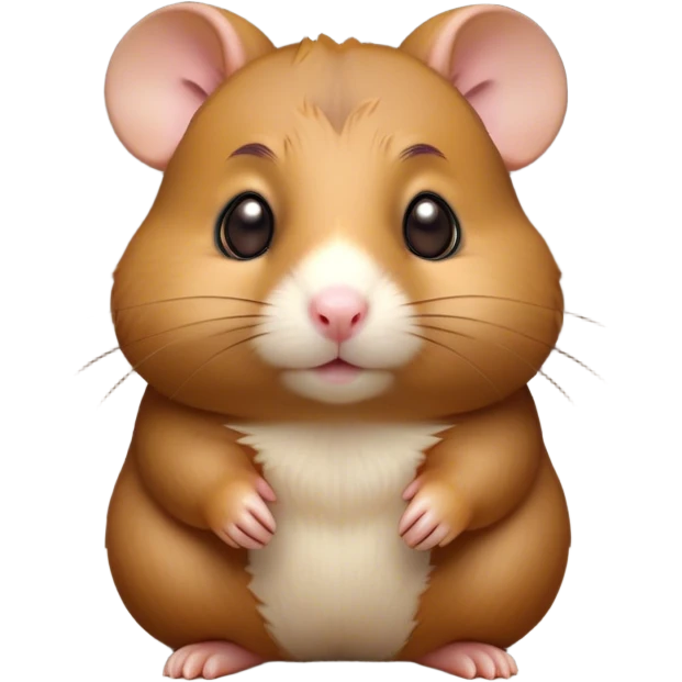 Cinematic Noble Brown Hamster Portrait Emoji, Poised and regal, with a tiny, compact build and a smooth, well-kept rich brown fur, deep-set soulful dark eyes, Simplified yet sharp and sophisticated features, highly detailed, glowing with a soft, dignified glow, high shine, intelligent and energetic, stylized with an air of miniature majesty, focused and attentive, soft glowing outline, capturing the essence of a watchful and confident rodent, so majestic it feels as though it could scurry out of the screen with effortless authority! emoji