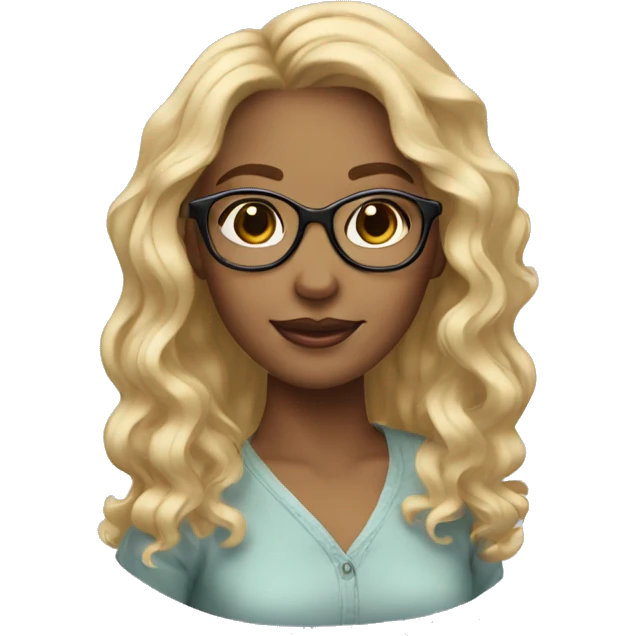 Blonde girl wavy hair glasses  emoji