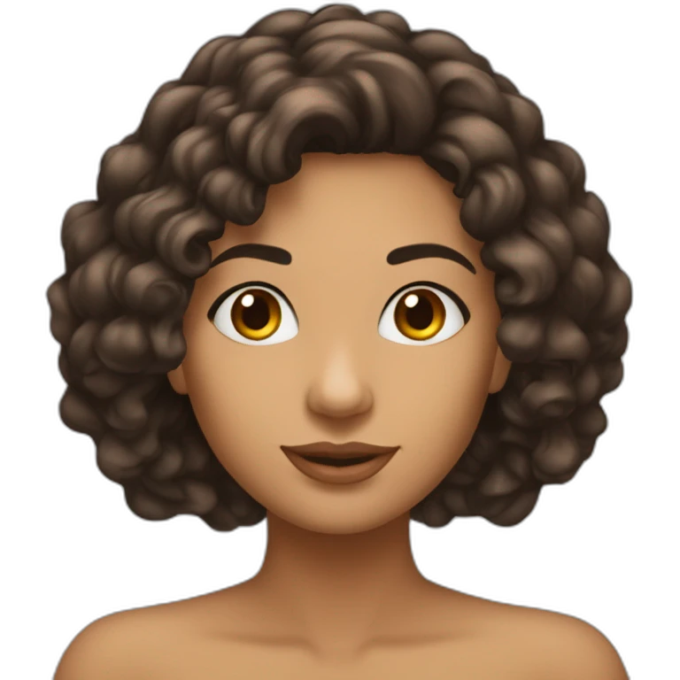 Mulher morena cabelo castanho cacheado emoji