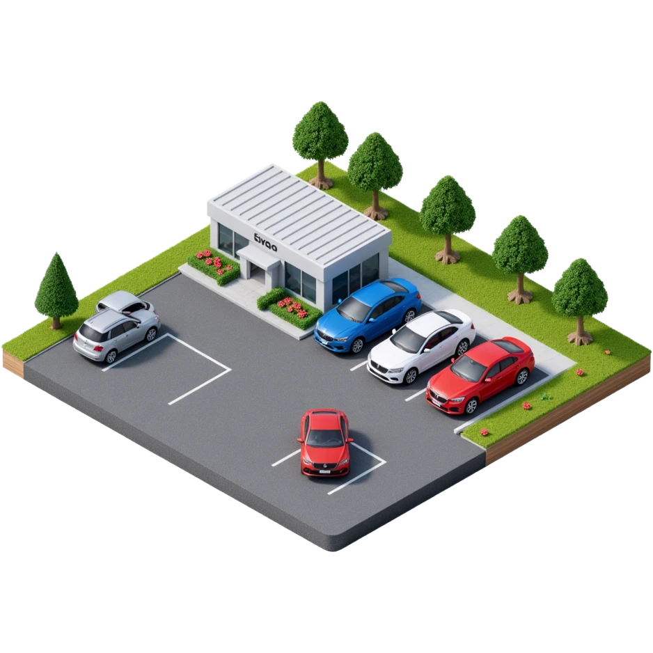 dealership lot with many cars emoji