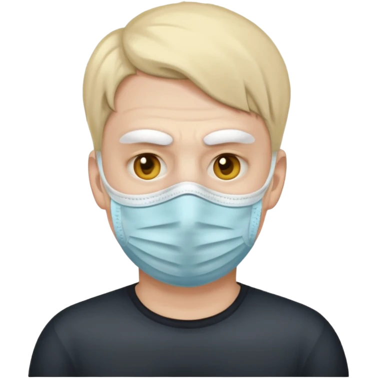 남자가 아파서 입에 마스크 쓴 이모지 emoji