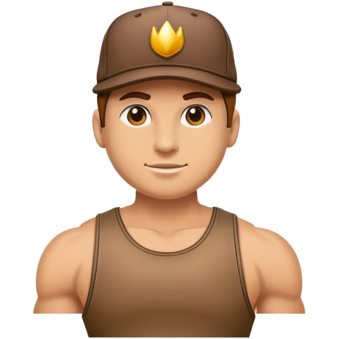 Una canica humanoide musculosa con una gorra new era emoji