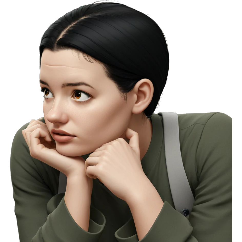 contemplative girl with black hair emoji