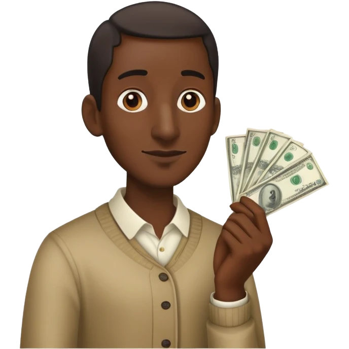  stereotypical black holding money and has a long nose emoji