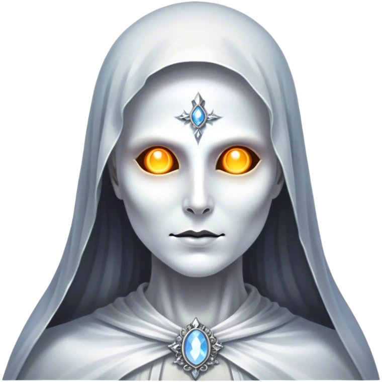 Full view, Cinematic and Ultra realistic 32k HD hauntingly beautiful specter with Balanced features, highly detailed, glowing with silver light, high shine, remembrance, a painting of white silver, fanciful, enchanting. The image is so lifelike it could leap off the canvas at any moment emoji