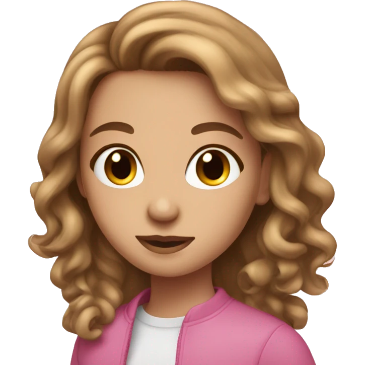 gorgeous girl with light brown hair in pink emoji
