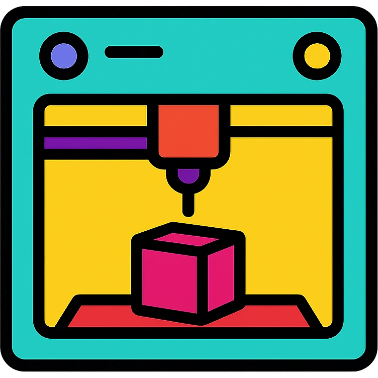 3d printer, color outline icon style, simple, no text emoji