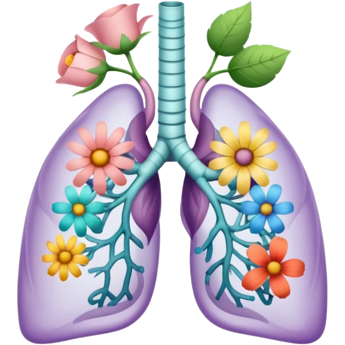 Pastel transparent anatomy lungs and flowers emoji