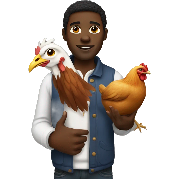 Black guy with a chicken in hand emoji