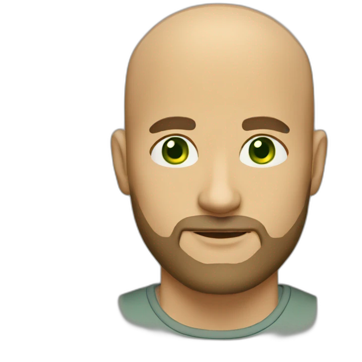 bald man with beard, tan skin, and green eyes emoji