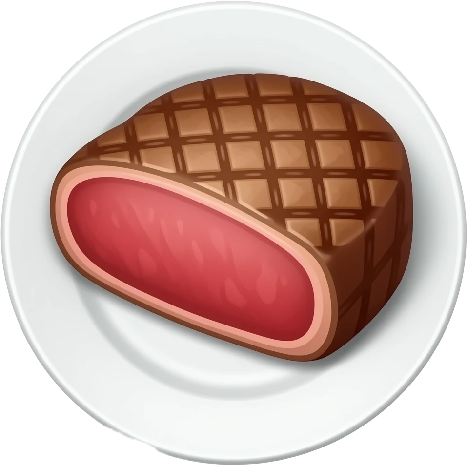 a steak we can see the inside on a plate emoji