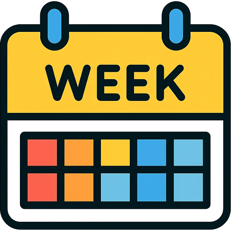week calendar icon with color outlines and visible day boxes color outline icon style emoji