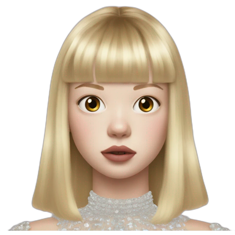 blonde Mia Goth with bangs at Met Gala emoji