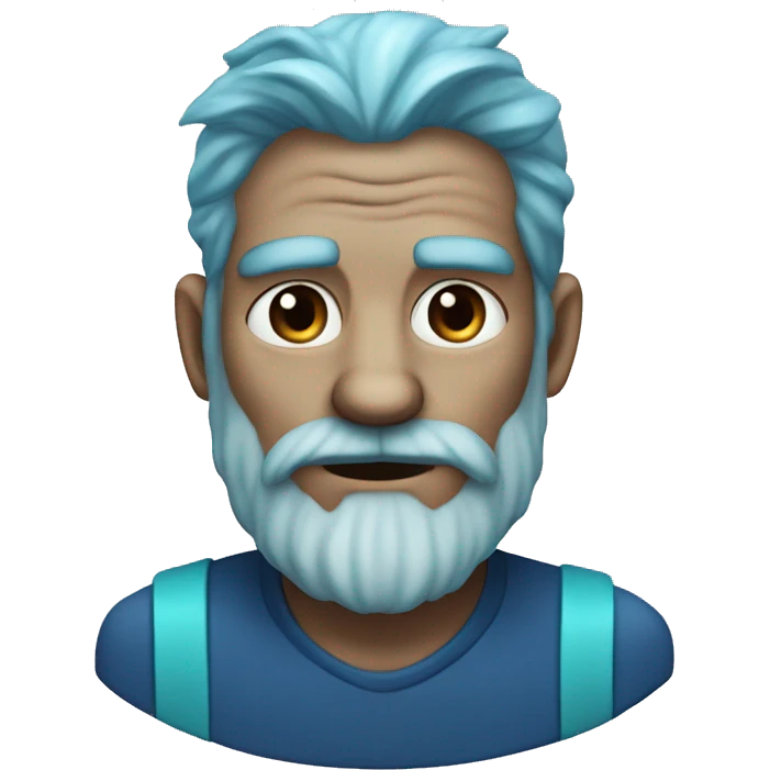 Old Wolf Man with dark blue hair with aqua highlights and has a beard same color emoji