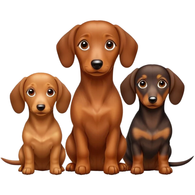 Three dachshunds sitting next to each other  emoji