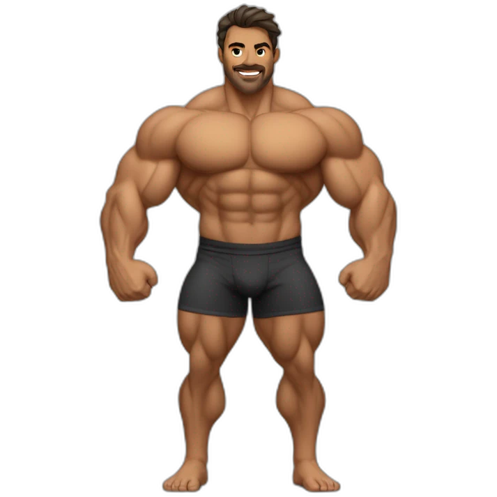 Bodybuilder pelo castaño sin barba cuerpo entero emoji