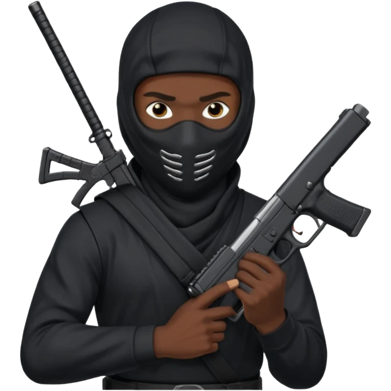 Créame este emoji 🥷🏾 con una glook en la mano y el cargador largo emoji