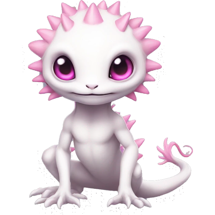 White, Shiny, Chibi, White, Pink eyes, Anthro-Sona-Lizard-Alien-Fakémon, Full Body emoji