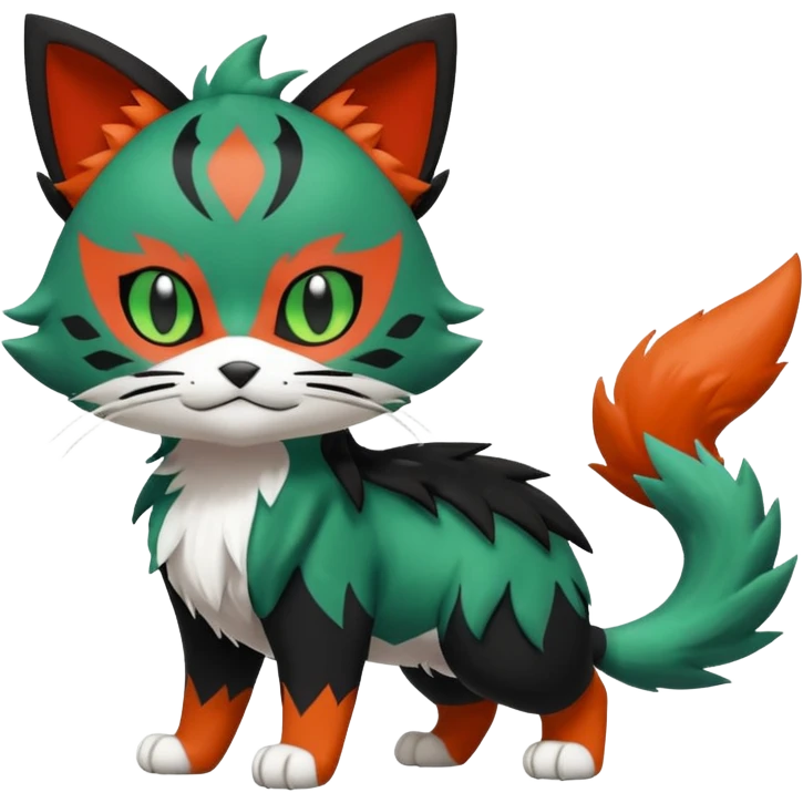 Sprigatito-Litten-Meowscarada-Pokémon-Fakémon-animal-fusion (full body) emoji