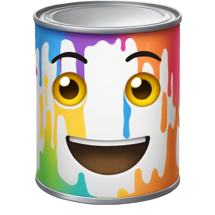 Colorful Paint can that has Cute face  emoji