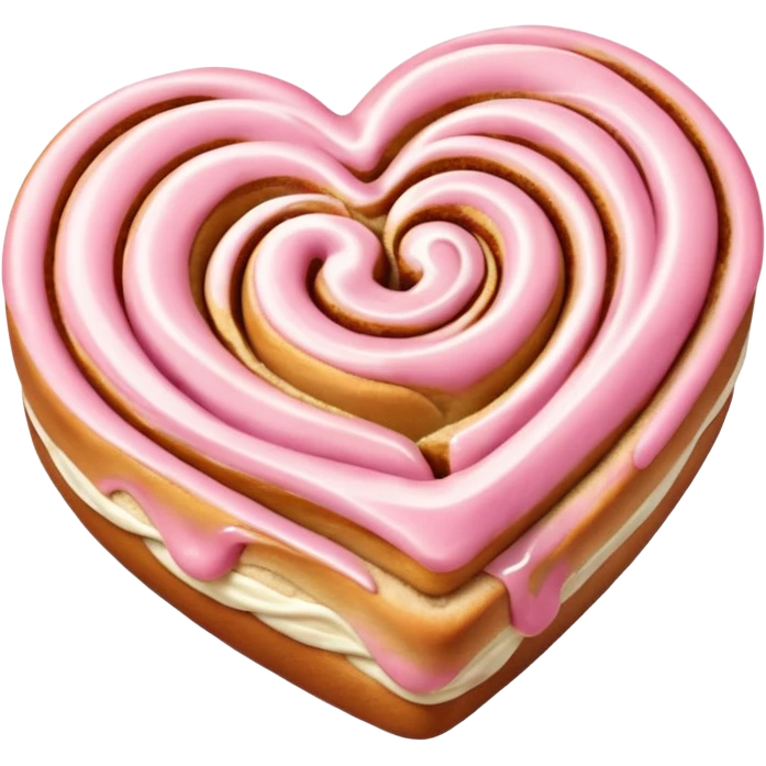 a pink heart shaped cinnamon roll emoji