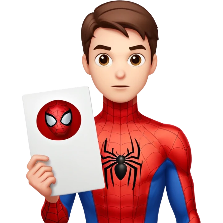 Spider-Man with a sign that says short emoji