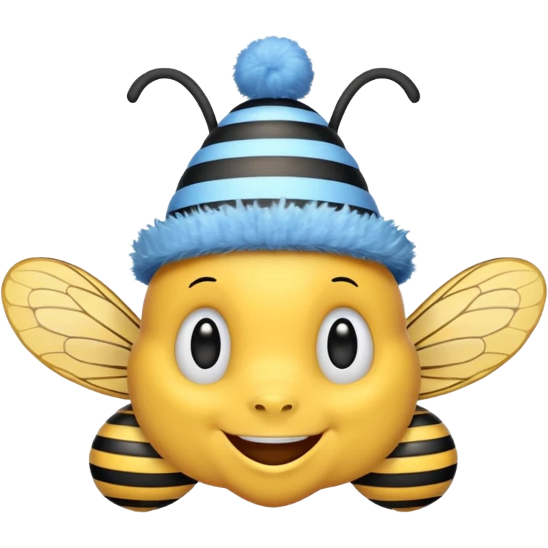 
Bees with blue Birthday Hat, Happy bee with striped party hat emoji