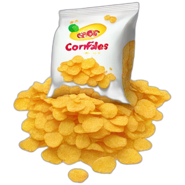 an cornflakes package that on the side has An Ad Thats sparkly and colorfull emoji