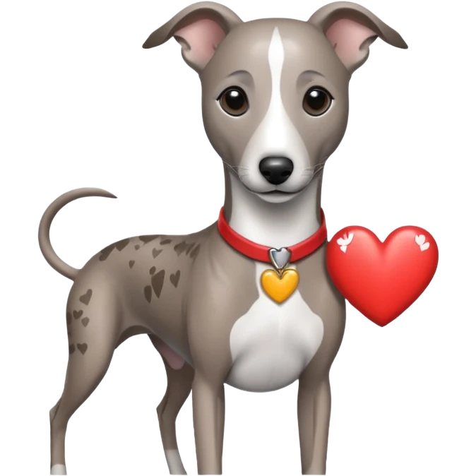 brindle grey whippet hearts emoji