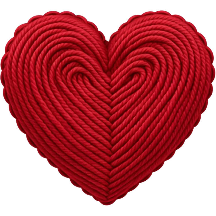 Knitted red yarn heart emoji