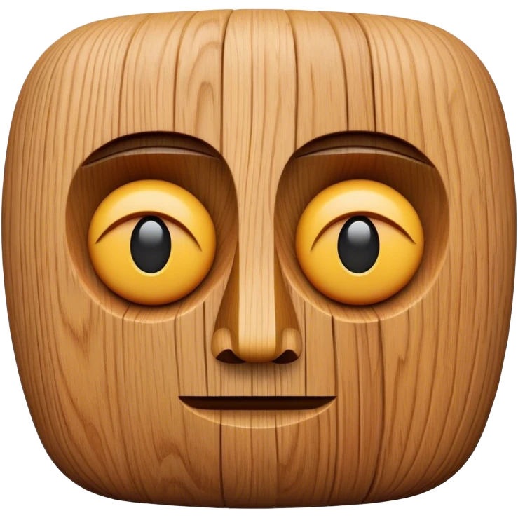 Wood sculpture, carved wooden figure, natural wood texture, minimalistic style, clean lines, no extra details, on a white background. emoji