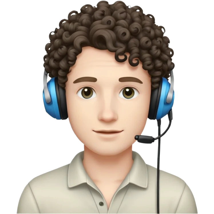 Guy with curly hair pale skin and a gaming headset  emoji
