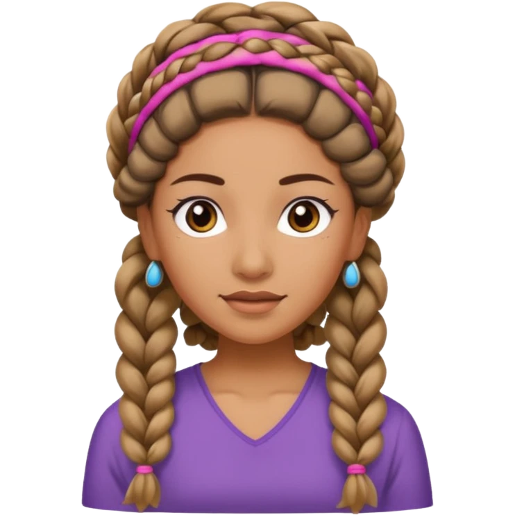 big braided woman face wiith big visible braids and headband emoji