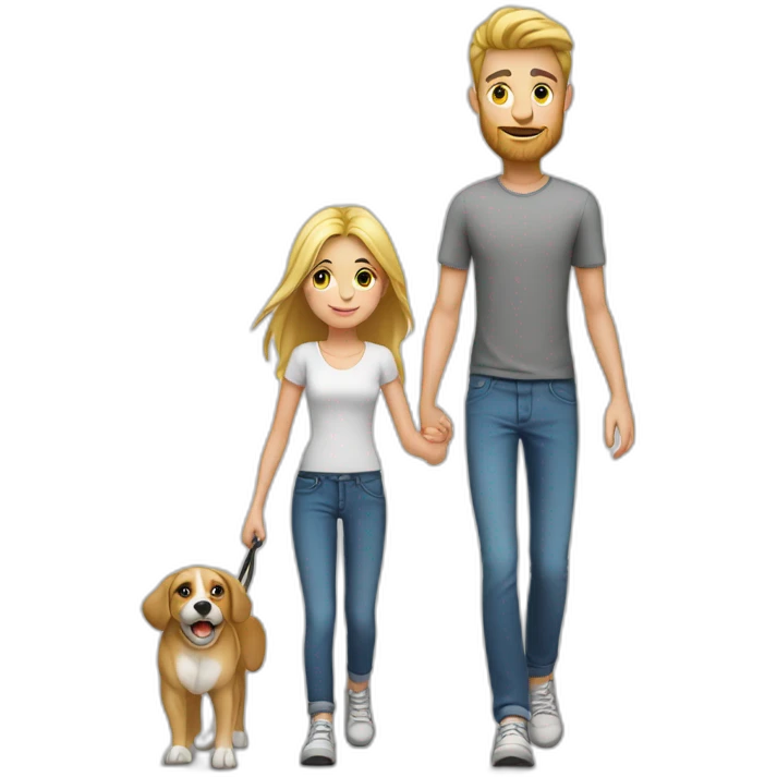 Young white Familie skinny casual walking emoji