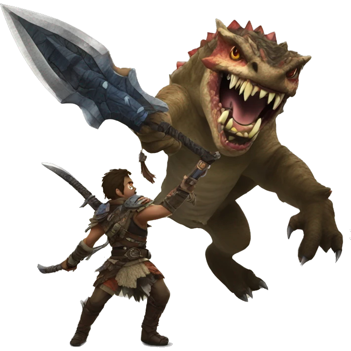 monster hunter slaying a beast emoji
