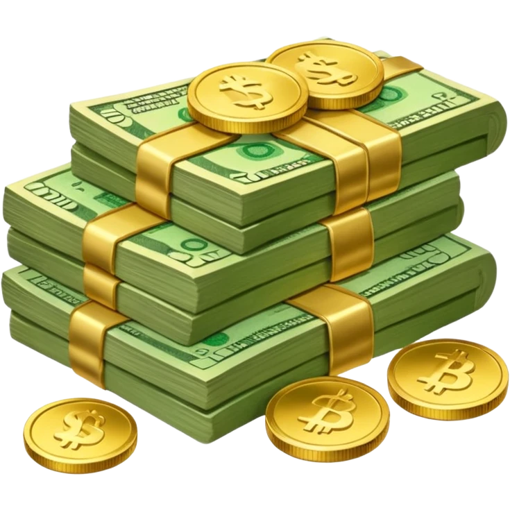 It's an image of money such as coins and bills, but there's only one or two neatly emoji