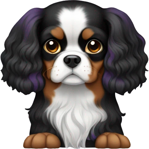 cavalier black and tan with a lavender bo emoji