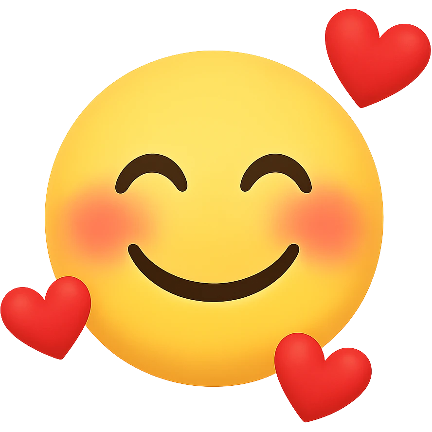  Smiley face blushing with hearts, remove background emoji