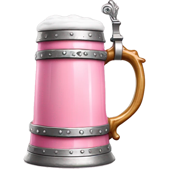 Realistic isolated pink ceramic and metallic silver oktoberfest beer stein. emoji