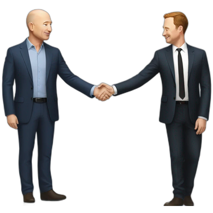 Elonmusk handshake with Jeff bezos emoji
