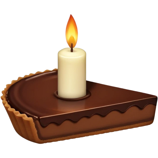 Chocolate tart slice with candle on top emoji
